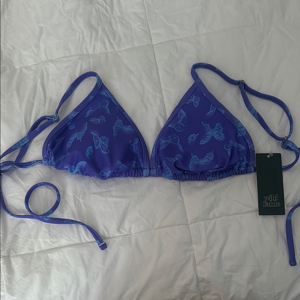 NWT Wild Fable Blue and Purple Butterfly Bikini Top